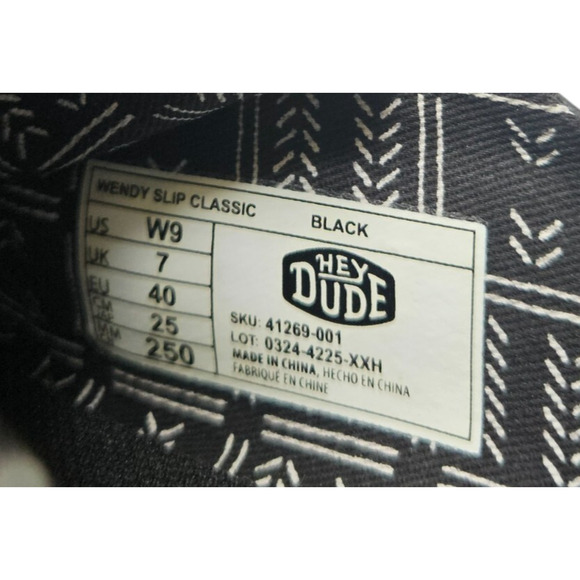 Hey Dude Wendy Slip On Mule Womens Size 9 Black Canvas Casual Slip On Comfort - Picture 9 of 9